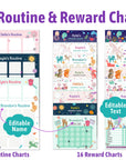 Printable Korean-English 200 Routines, Activities, Chores Cards, Reward Tokens, & Charts