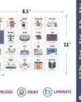 Printable Korean-English 200 Routines, Activities, Chores Cards, Reward Tokens, & Charts