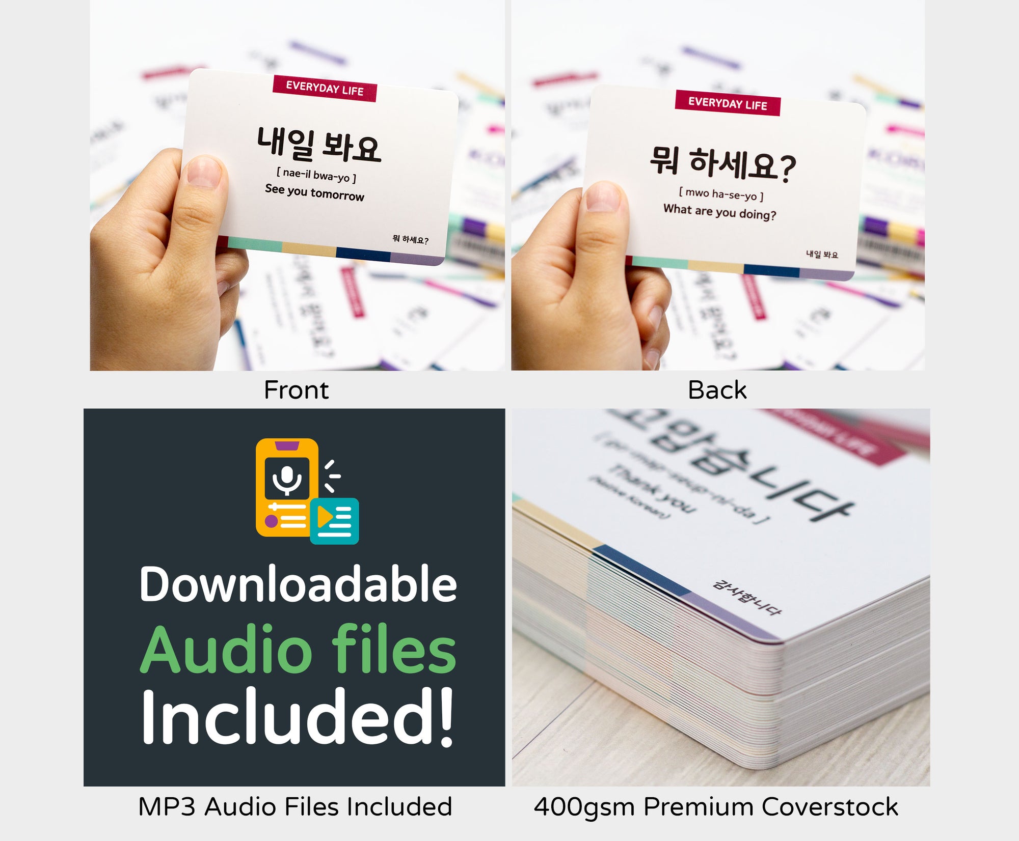 3-Pack Gift Set Korean Basic Conversation Flashcards