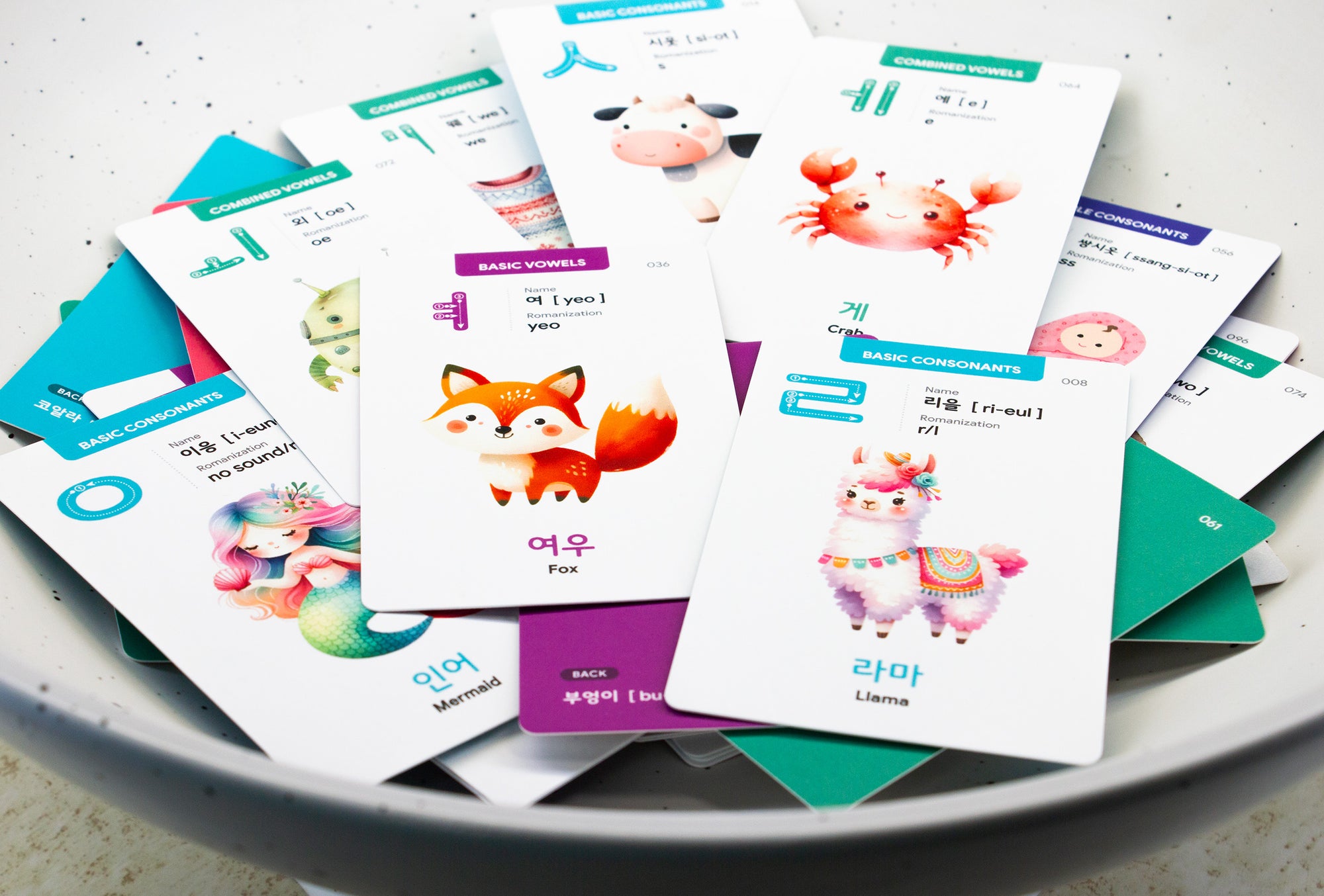 55 Korean Hangul Flashcards for Beginners: 40 Hangul+10 Numbers+10 Colors