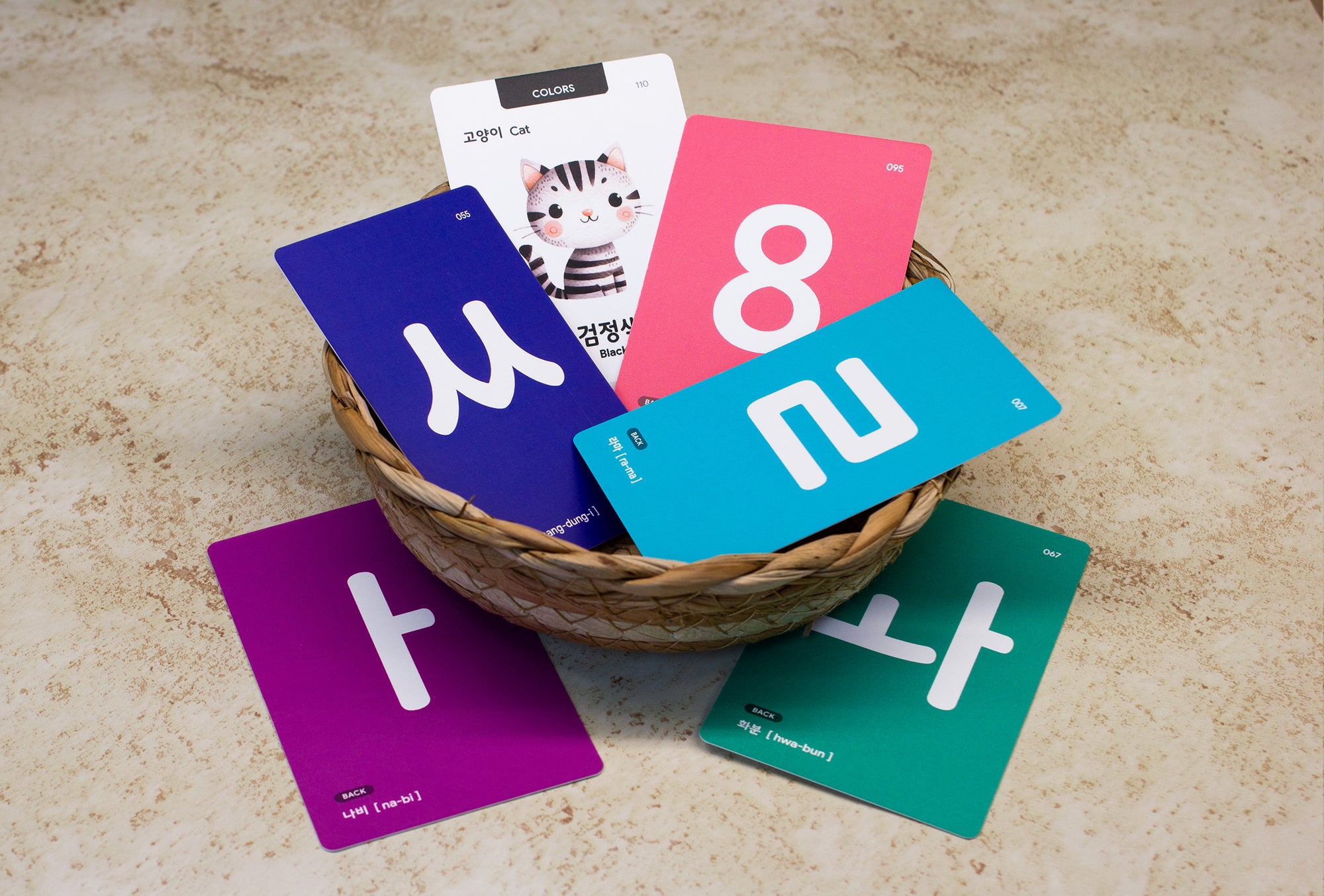 55 Korean Hangul Flashcards for Beginners: 40 Hangul+10 Numbers+10 Colors