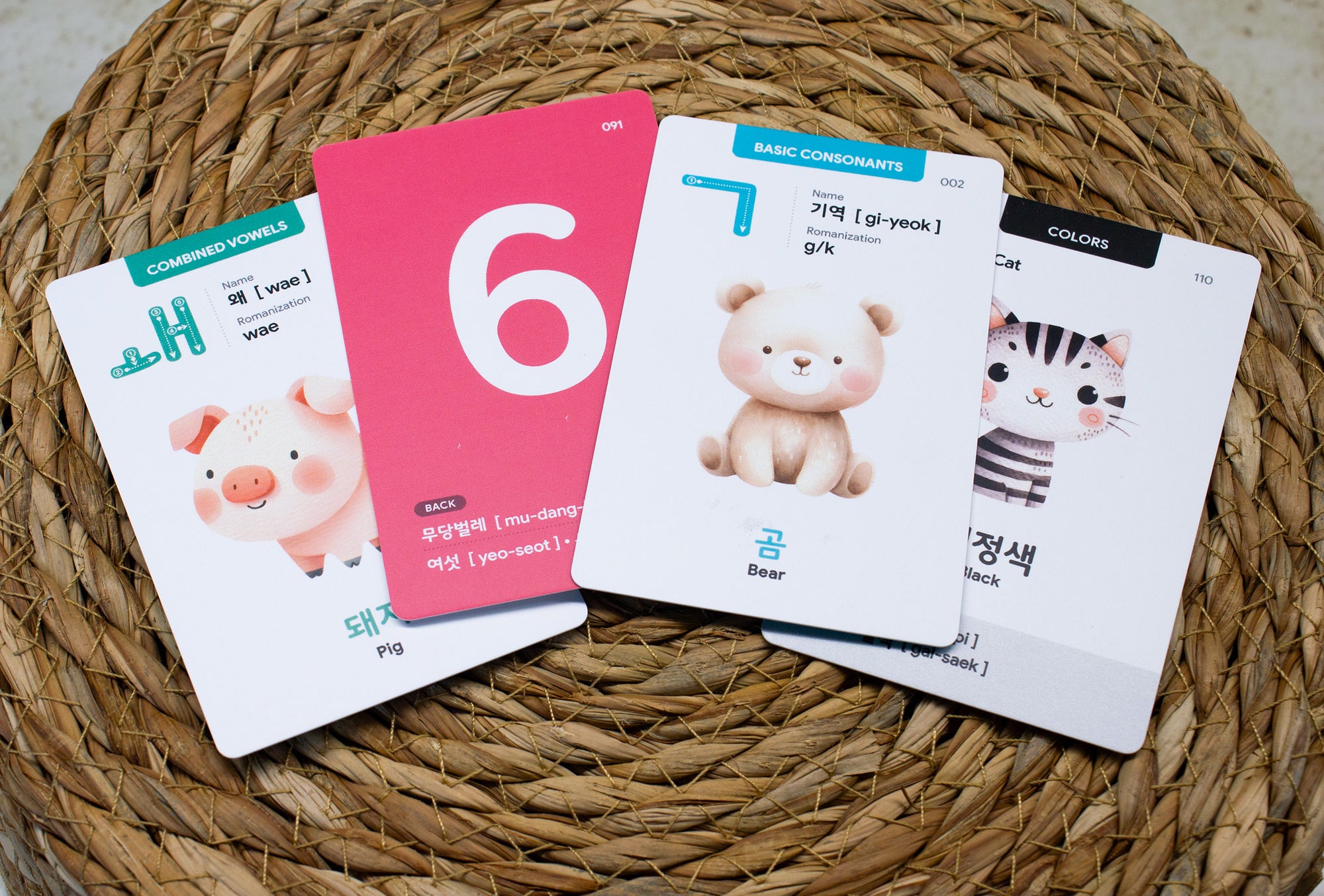 55 Korean Hangul Flashcards for Beginners: 40 Hangul+10 Numbers+10 Colors