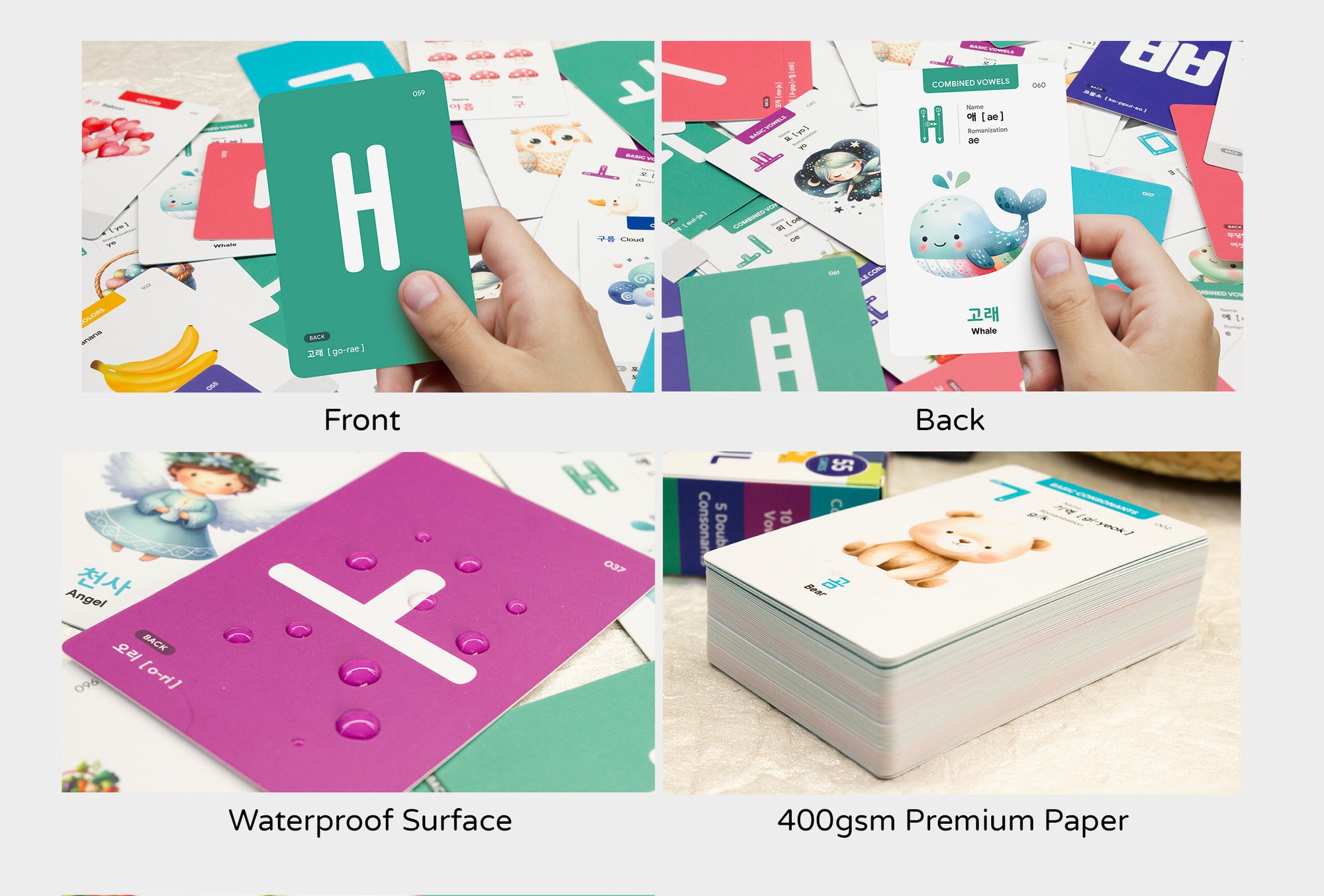 55 Korean Hangul Flashcards for Beginners: 40 Hangul+10 Numbers+10 Colors