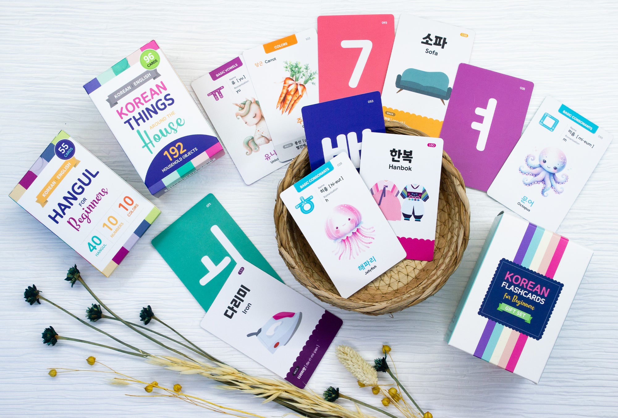 2-Pack Beginner Flashcards Gift Set - Hangul+Things Voc with MP3 Audio