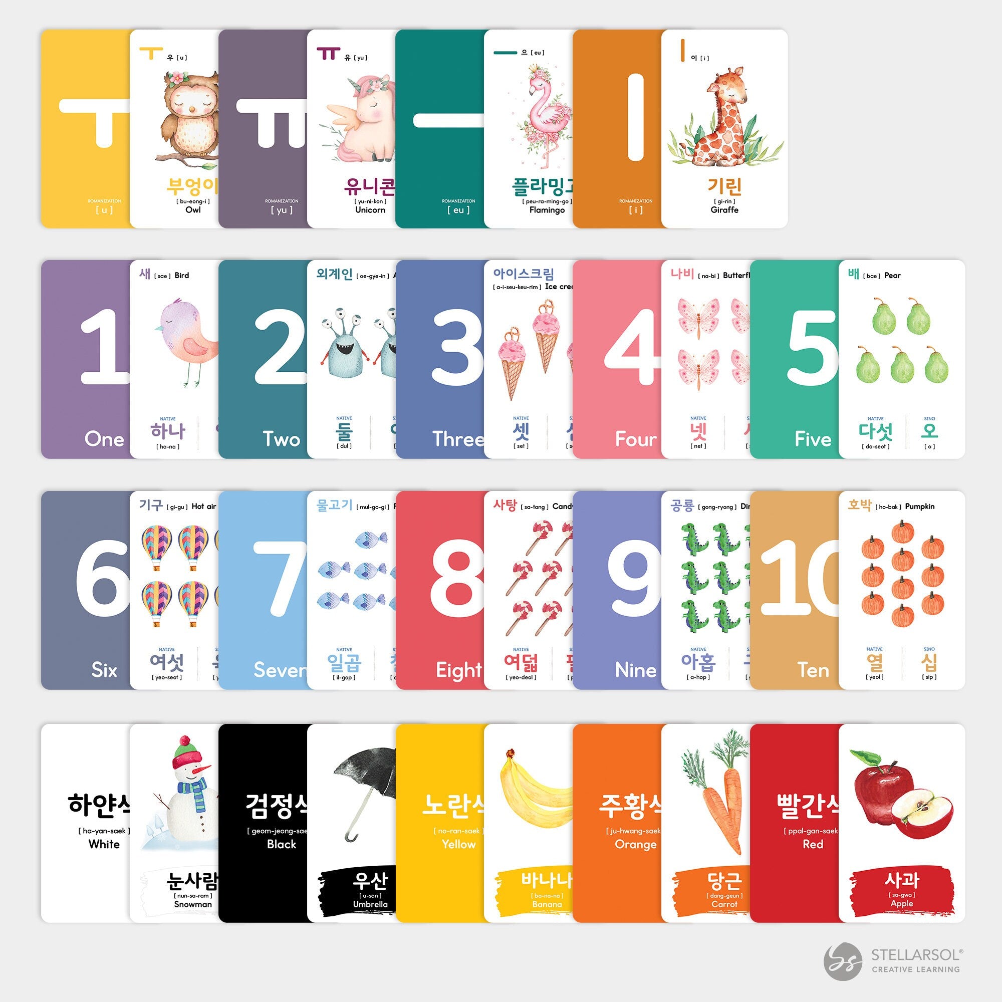 55 Korean Flashcards for Toddlers
